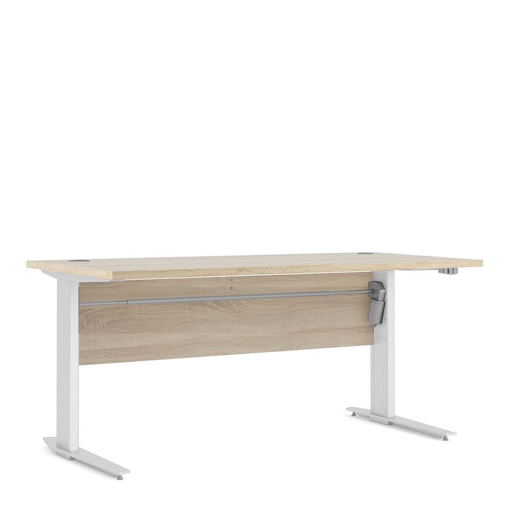 Prima Desk 150cm in Oak with Height Adjustable Electric Legs (White)