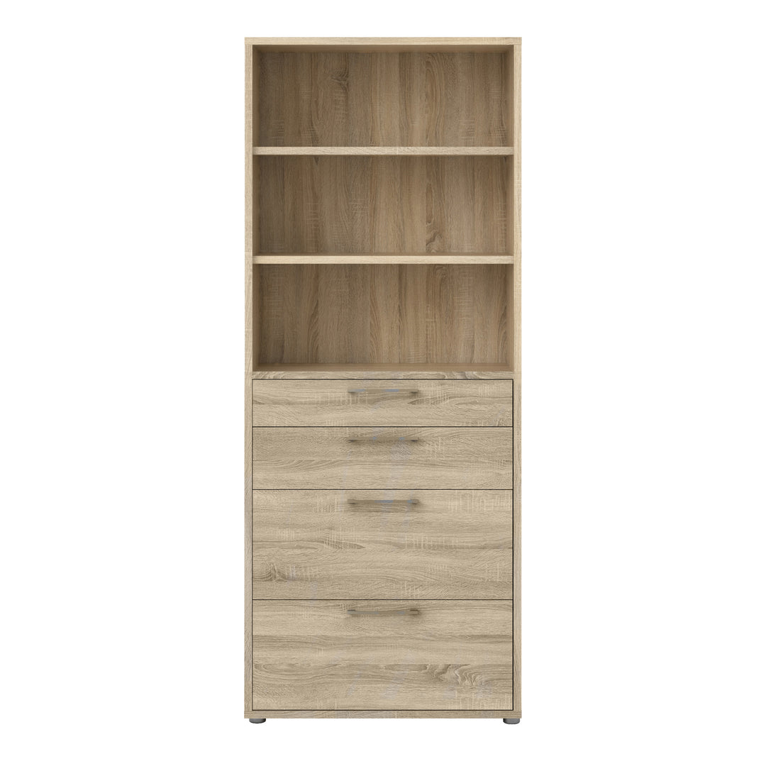 Prima Bookcase 2 Shelves with 2 Drawers 2 File Drawers in Oak