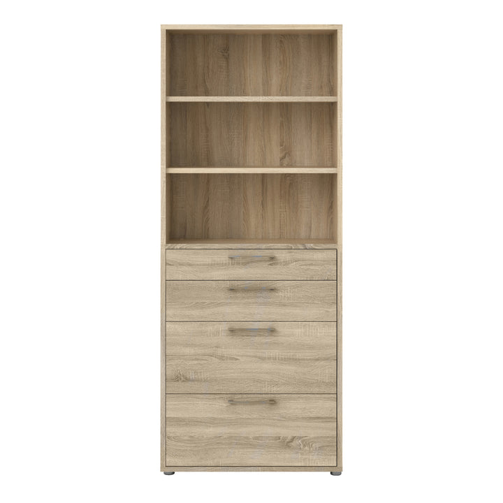 Prima Bookcase 2 Shelves with 2 Drawers 2 File Drawers in Oak