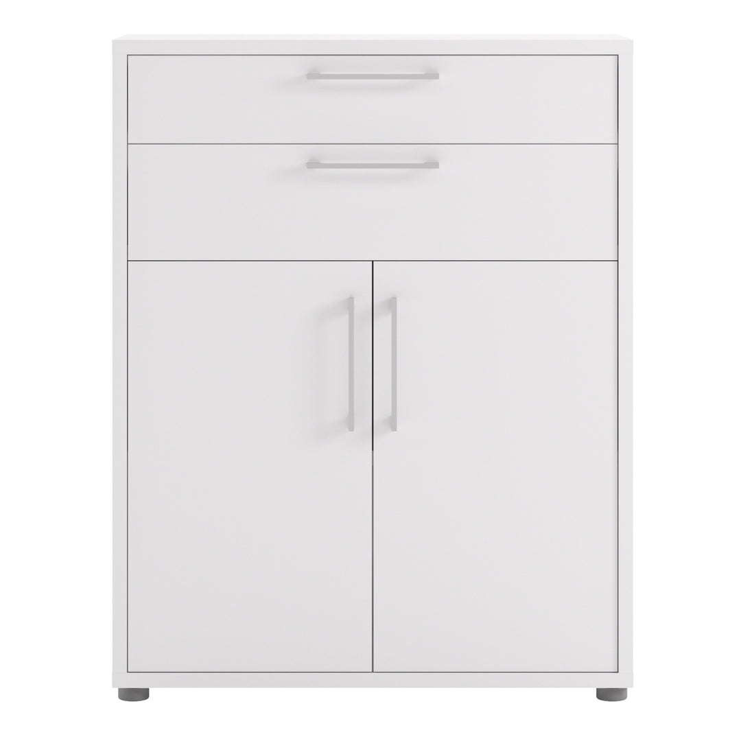 Prima Bookcase with Drawers and Doors in White