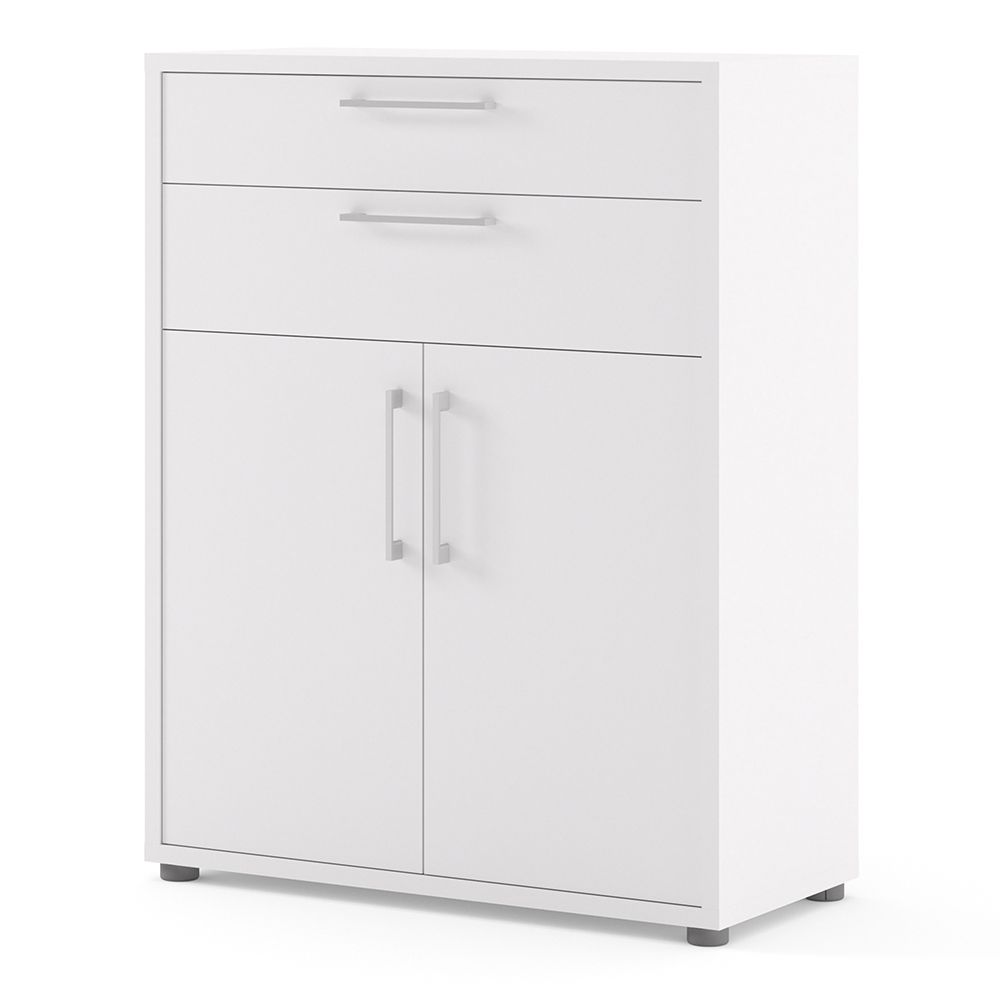 Prima Bookcase with Drawers and Doors in White