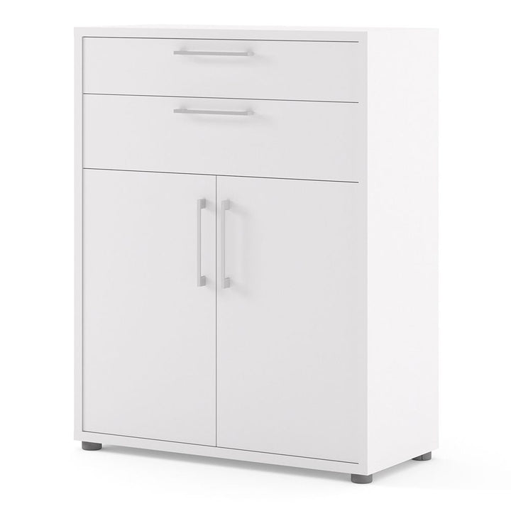 Prima Bookcase with Drawers and Doors in White
