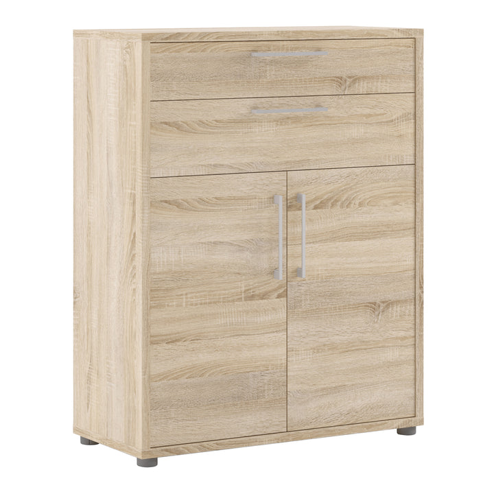 Prima Bookcase 1 Shelf with 2 Drawers and Doors in Oak