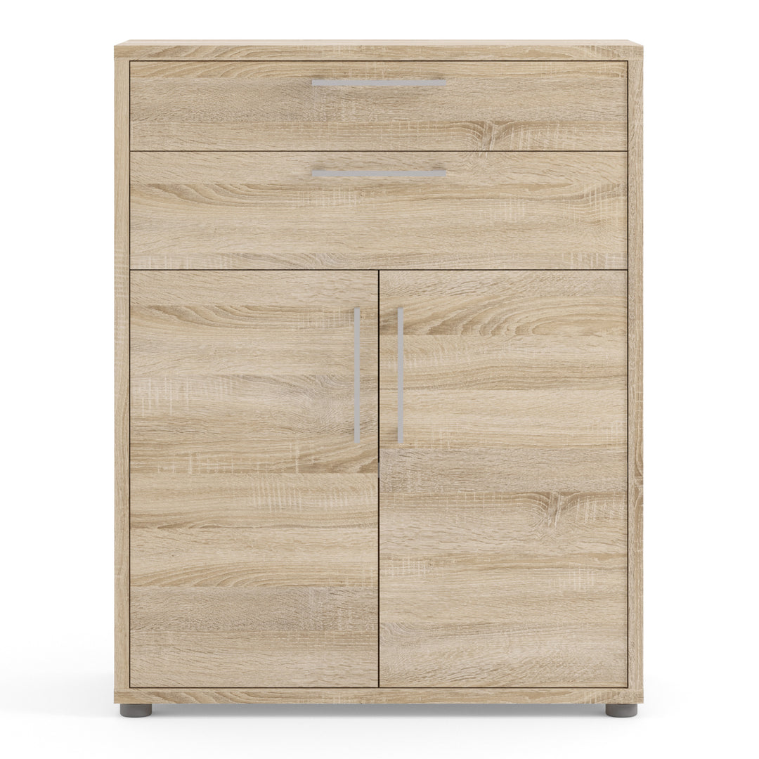 Prima Bookcase 1 Shelf with 2 Drawers and Doors in Oak