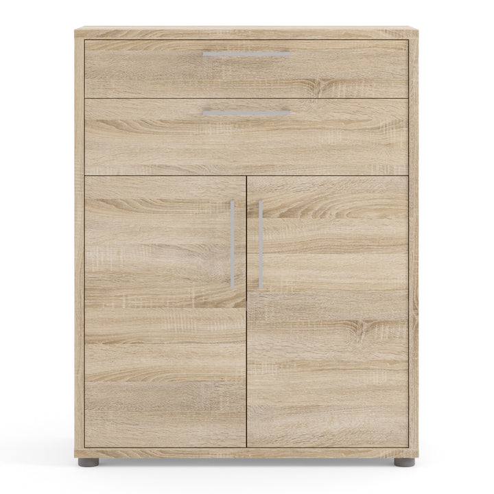 Prima Bookcase 1 Shelf with 2 Drawers and Doors in Oak