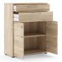 Prima Bookcase 1 Shelf with 2 Drawers and Doors in Oak