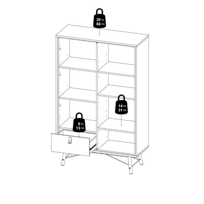 China Cabinet with 1 Door, 1 Glass Door & 1 Drawer in Matt Black Walnut – Ry Collection
