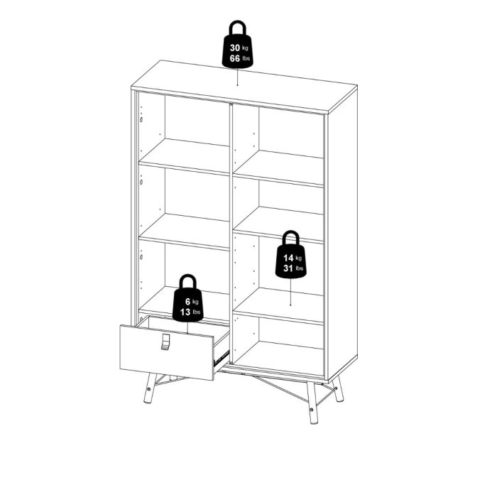 China Cabinet with 1 Door, 1 Glass Door & 1 Drawer in Matt White – Ry Collection
