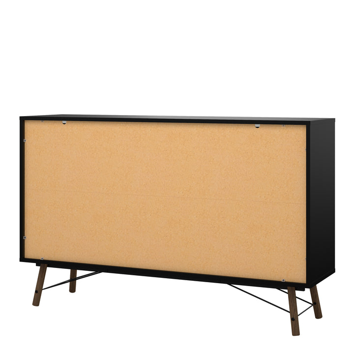 Ry Wide Double Chest 6 Drawers Matt Black Walnut