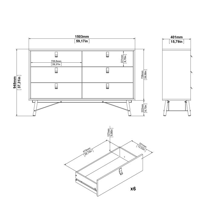 White 6 Drawer Chest – Paris Collection