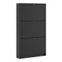 Shoe Cabinet with 3 Flip-Down Doors in Matte Black