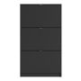 Shoe Cabinet with 3 Flip-Down Doors in Matte Black
