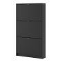 Shoe Cabinet with 3 Flip-Down Doors in Matte Black