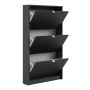 Shoe Cabinet with 3 Flip-Down Doors in Matte Black
