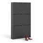 Shoe Cabinet with 3 Flip-Down Doors in Matte Black