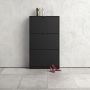 Shoe Cabinet with 3 Flip-Down Doors in Matte Black