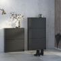Shoe Cabinet with 3 Flip-Down Doors in Matte Black