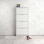 Shoe Storage Cabinet with 4 Flip-Down Doors in White