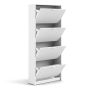 Shoes Cabinet with 4 Flip Doors and 2 Layers in White