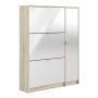 Shoes Cabinet with 3 Flip Doors and Side Door in Oak Structure