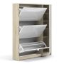 Shoes Cabinet with 3 Flip Doors and Side Door in Oak Structure