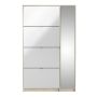 Shoes Cabinet with 4 Flip Doors and Mirror Door in Oak Structure