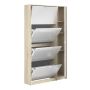 Shoes Cabinet with 4 Flip Doors and Mirror Door in Oak Structure