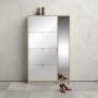 Shoes Cabinet with 4 Flip Doors and Mirror Door in Oak Structure