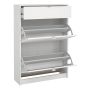 Shoe Cabinet with 2 Flip-Down Doors and 1 Drawer in White Finish