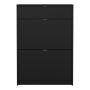 Shoe Cabinet with 2 Flip-Down Doors and 1 Drawer in Matt Black Finish