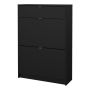 Shoe Cabinet with 2 Flip-Down Doors and 1 Drawer in Matt Black Finish