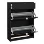 Shoe Cabinet with 2 Flip-Down Doors and 1 Drawer in Matt Black Finish