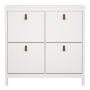 Barcelona Shoe Cabinet with 4 Flip-Down Doors in White