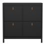 Barcelona Shoe Cabinet with 4 Flip-Down Doors in Matte Black