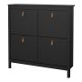 Barcelona Shoe Cabinet with 4 Flip-Down Doors in Matte Black