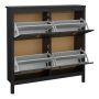 Barcelona Shoe Cabinet with 4 Flip-Down Doors in Matte Black