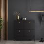 Barcelona Shoe Cabinet with 4 Flip-Down Doors in Matte Black