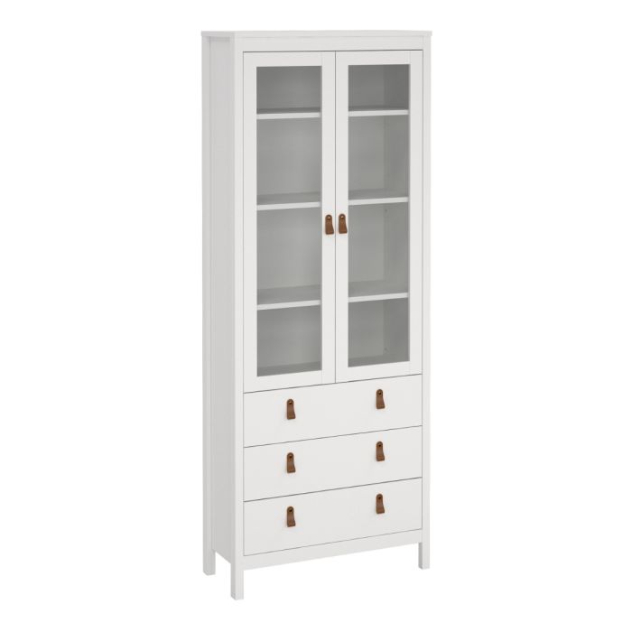 Barcelona China Cabinet with 2 Glass Doors and 3 Drawers in White Finish