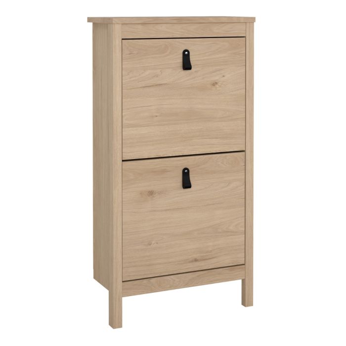 Barcelona Shoe Cabinet with 2 Flip-Down Doors in Jackson Hickory Oak