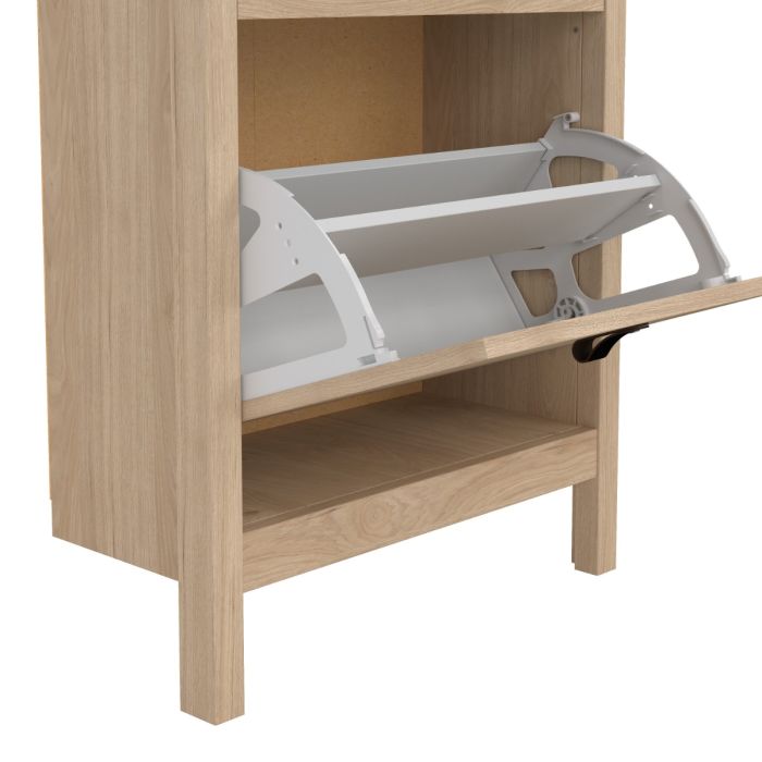 Barcelona Shoe Cabinet with 2 Flip-Down Doors in Jackson Hickory Oak