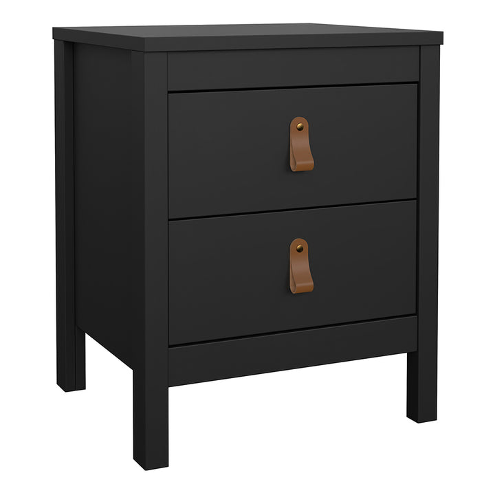 Barcelona Package - Bedside Table 2 Drawers + Chest 5 Drawers + Wardrobe with 2 Doors in Matt Black