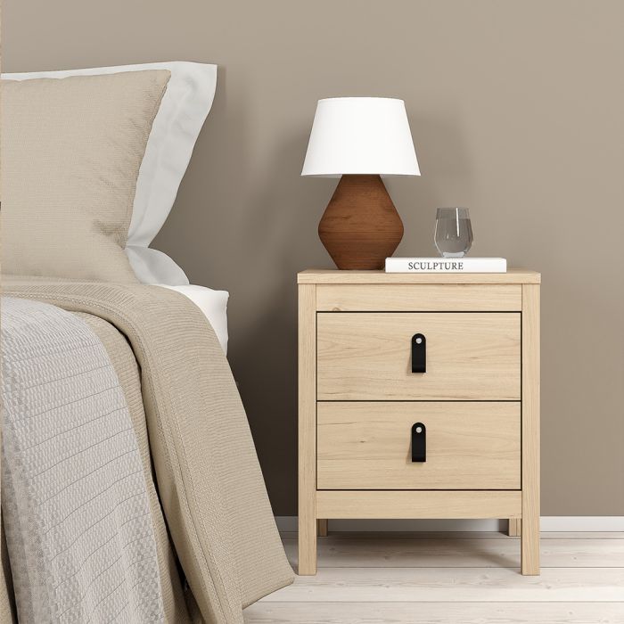Barcelona Bedroom Package 2 Drawer Bedside 5 Drawer Chest 2 Door Wardrobe in Jackson Hickory Oak
