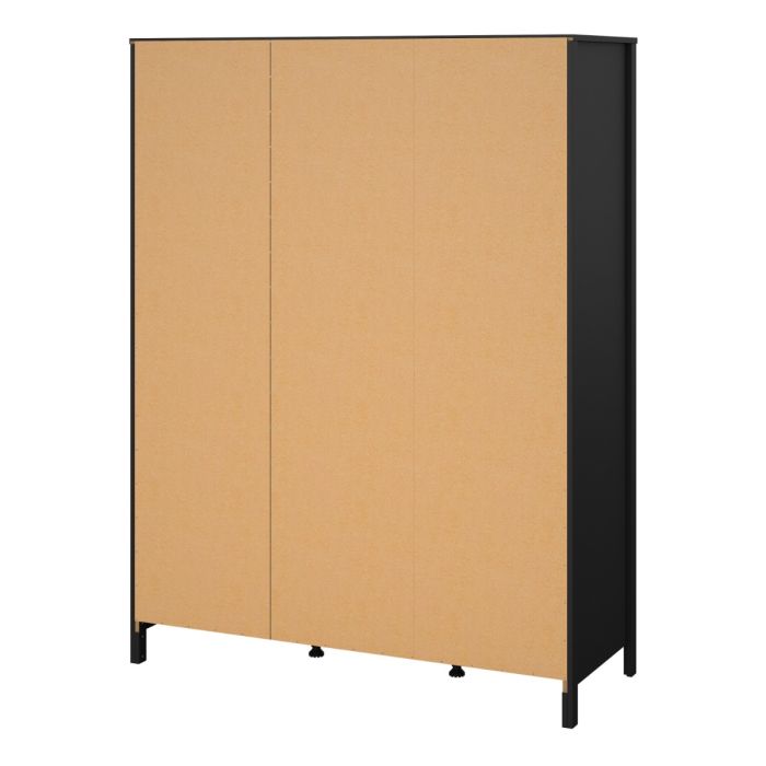 Madrid Wardrobe with 2 Doors 1 Mirror Door 2 Drawers Matt Black