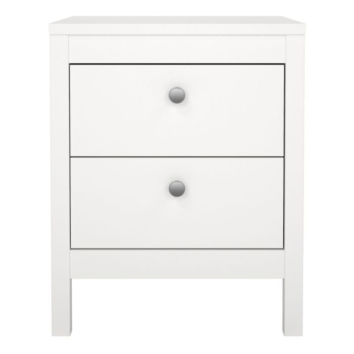 Madrid Bedside Table 2 Drawers in White