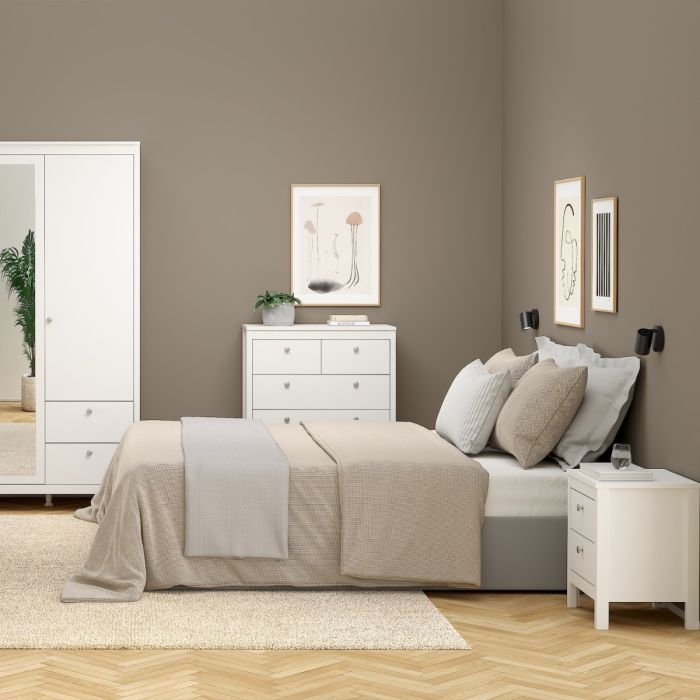 Madrid Bedside Table 2 Drawers in White