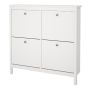Madrid Shoe Cabinet with 4 Flip-Down Doors in White