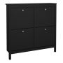 Madrid Shoe Cabinet with 4 Flip-Down Doors in Matte Black