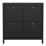 Madrid Shoe Cabinet with 4 Flip-Down Doors in Matte Black