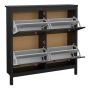 Madrid Shoe Cabinet with 4 Flip-Down Doors in Matte Black
