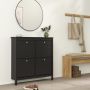 Madrid Shoe Cabinet with 4 Flip-Down Doors in Matte Black